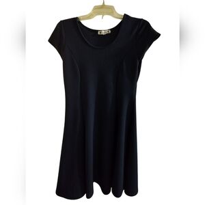 💚 Wilde Dark Blue Dress - Classic Versatile Textured Medium A-line